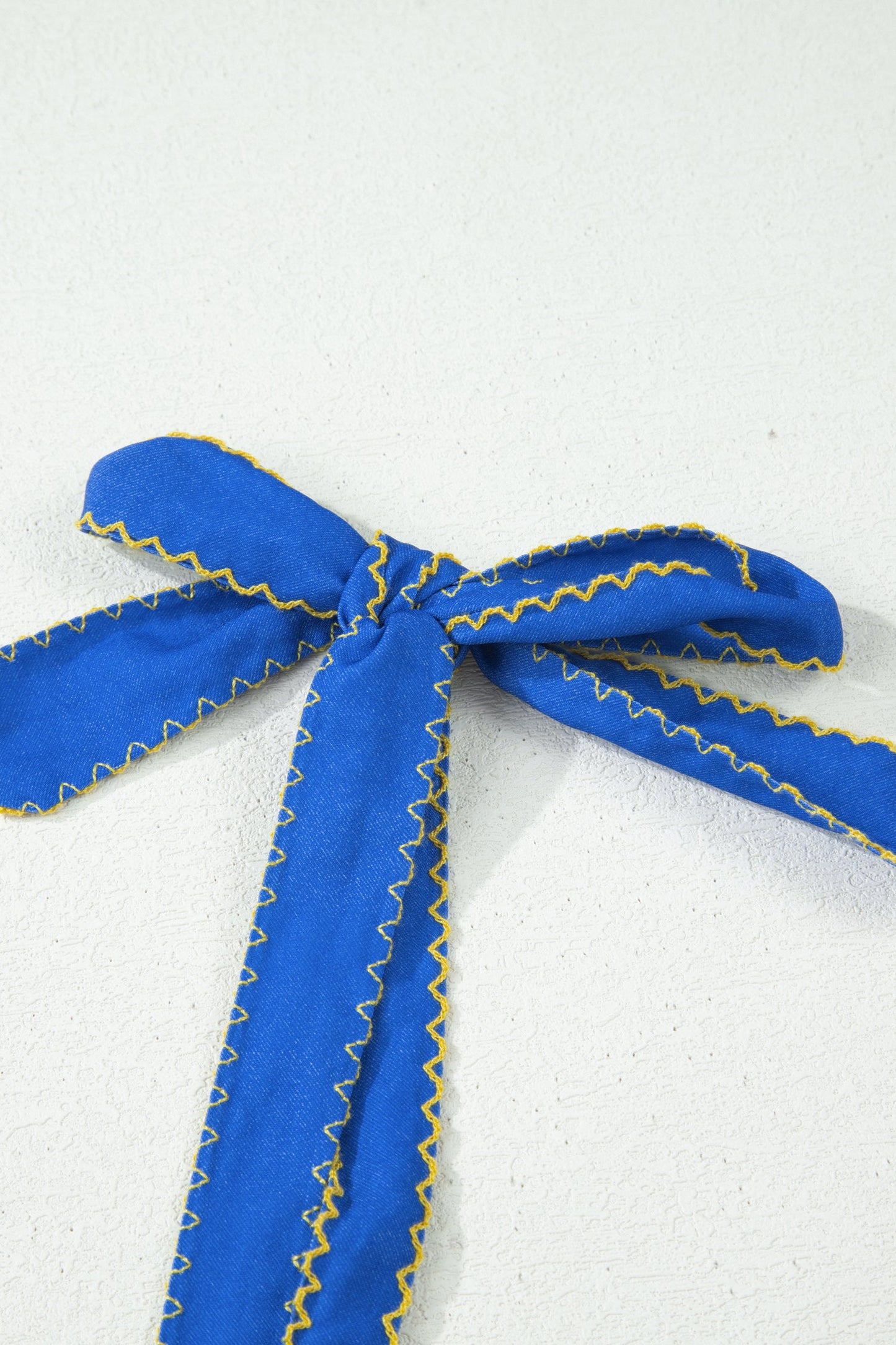 Floral Denim Tie Strap High Waist Maxi Dress