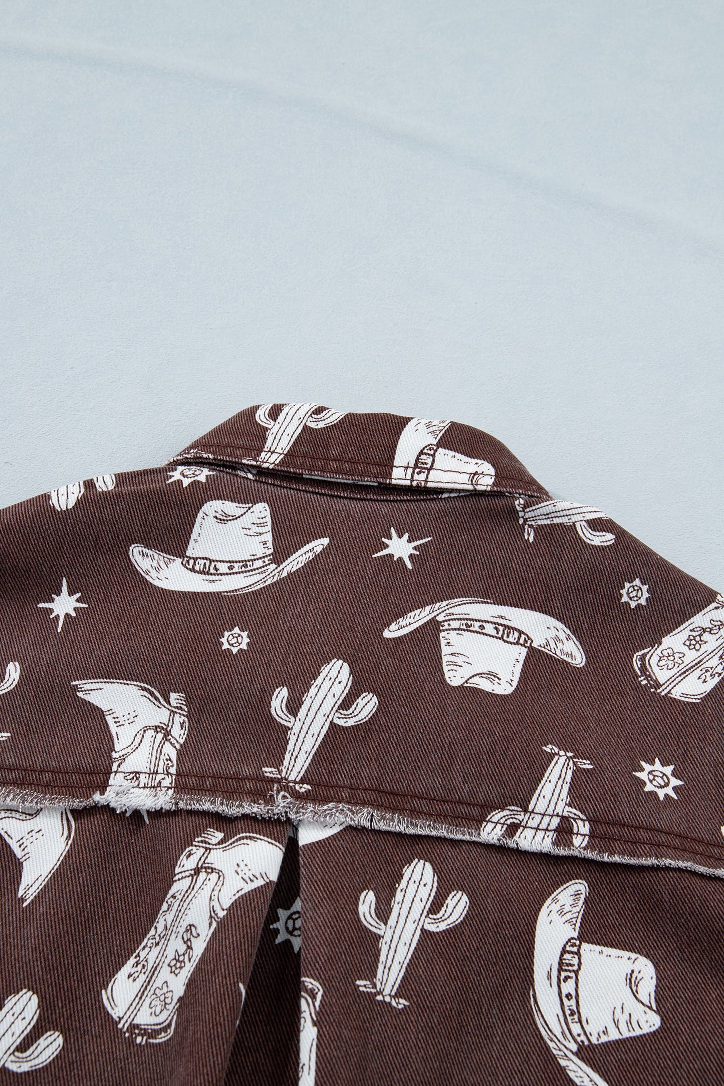 Western Cowgirl Cactus Raw Edge Denim Dress