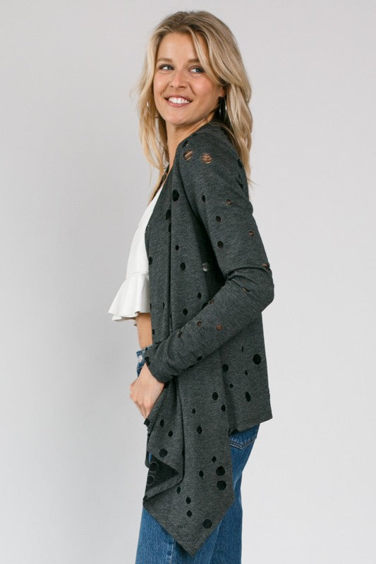 DISTRESSED CASCADE CARDIGAN