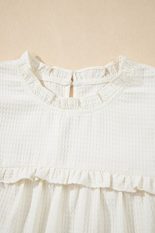 Ava Trim Waffle Knit Blouse