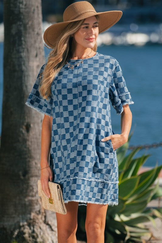 Jessie Hem Checkered Mini Dress