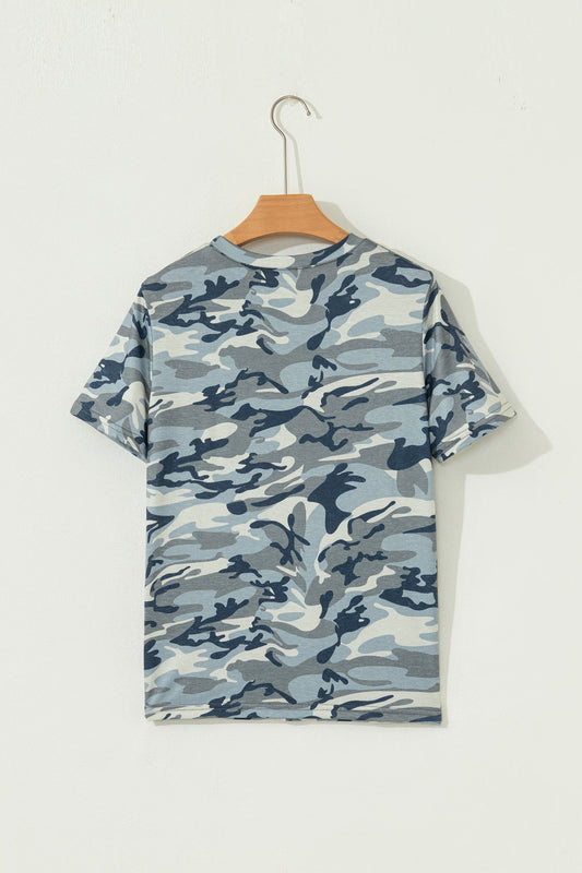 Camo Short Sleeve Crew Neck T-Shirt