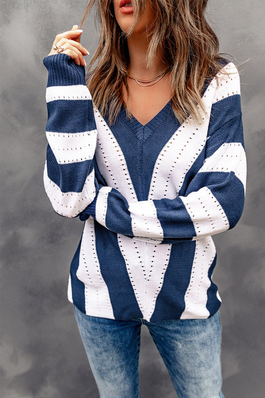 Eleanor Striped Colorblock Knitted Sweater