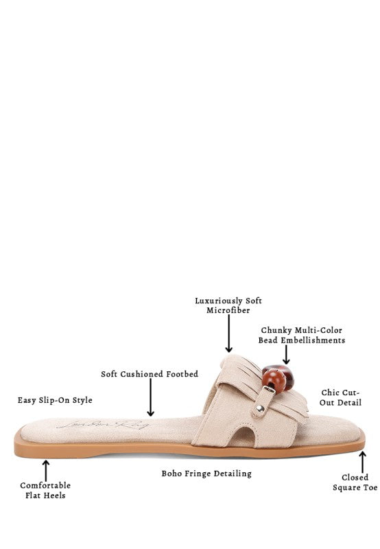 Dinasa Beaded Slip on Flats Sandals