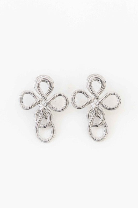 Intertwined Cross Earrings Silver