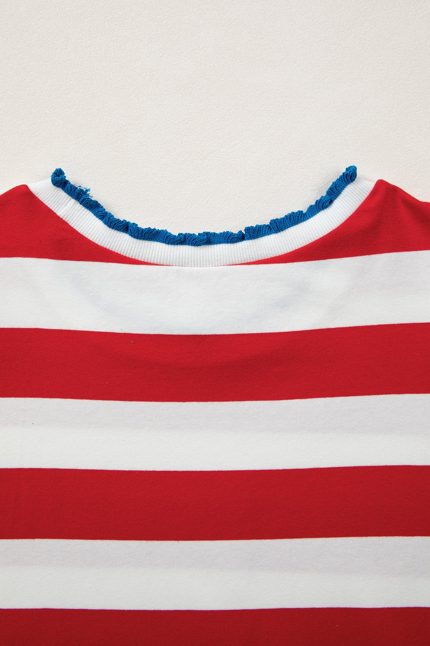 Americana Stripe Contrast Trim Puff Sleeve Dress