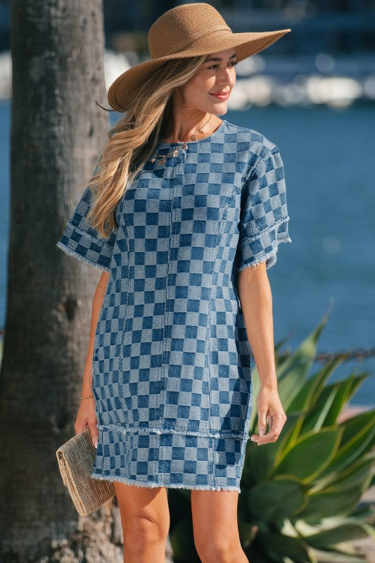Jessie Hem Checkered Mini Dress