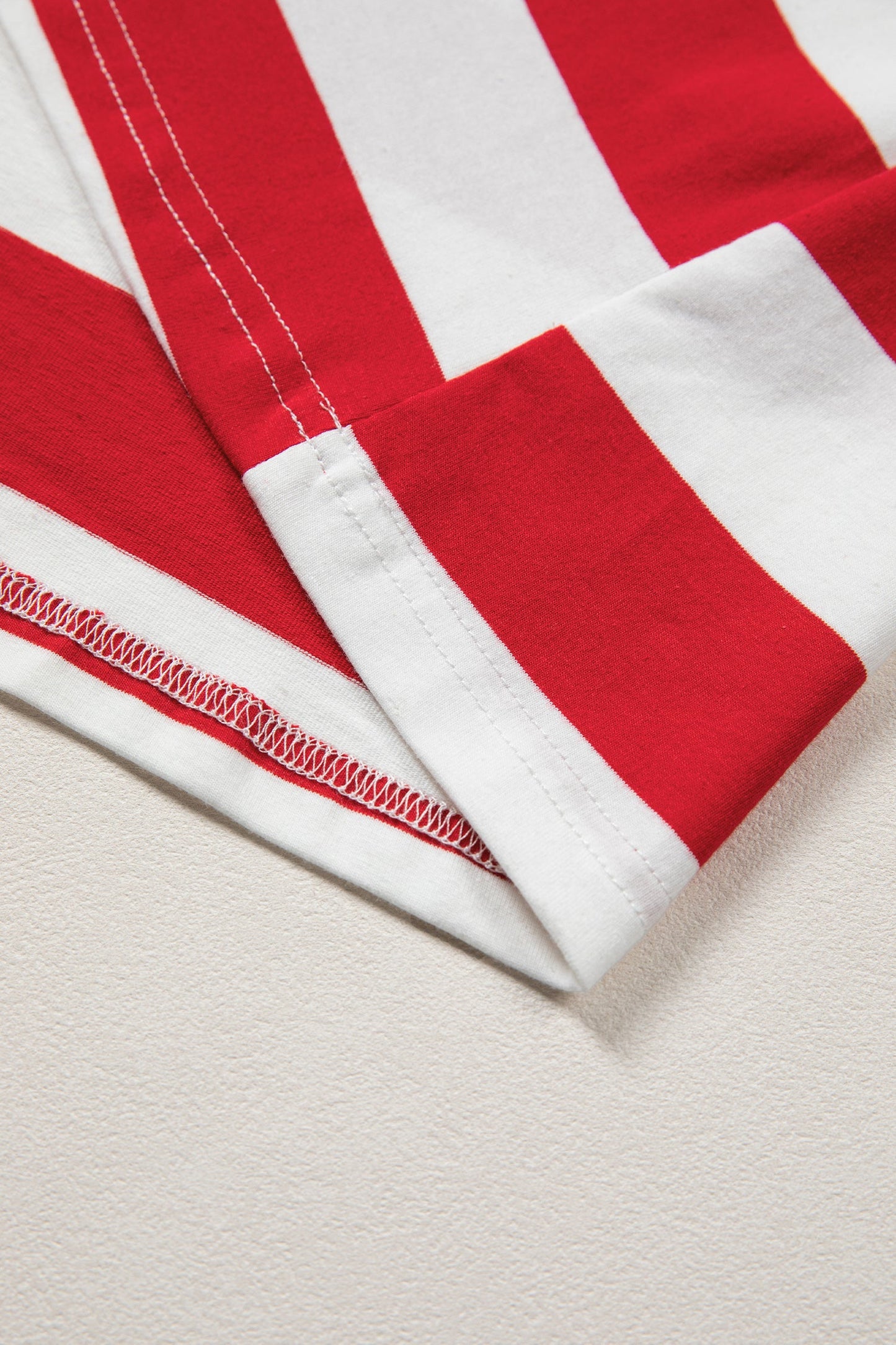 Americana Stripe Contrast Trim Puff Sleeve Dress