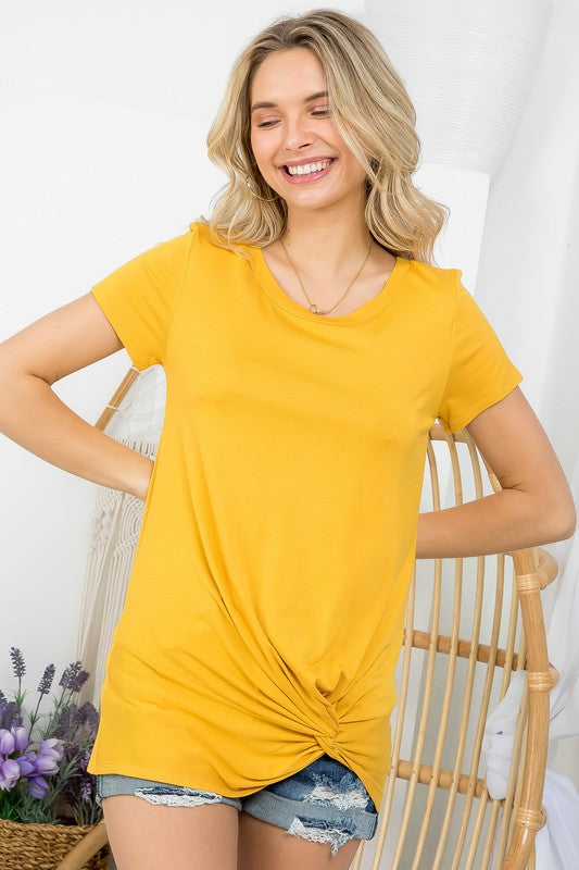 SOLID TWISTED BOTTOM TUNIC TOP