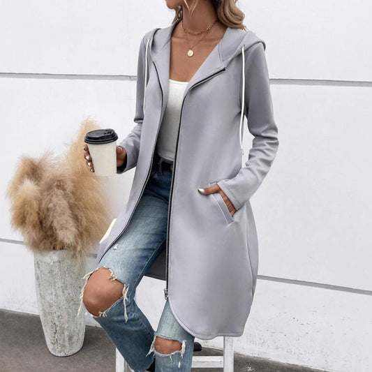 Street Zip Hooded Velvet-Lined Sweatshirt Women | Cozy Streetwear
