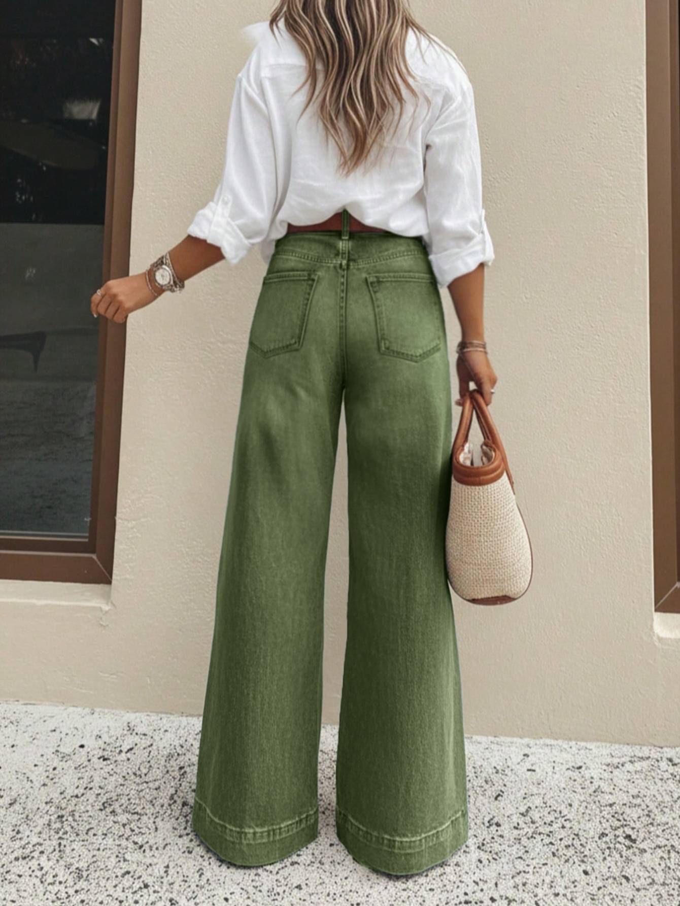 Vintage Washed High Waist Wide Leg Jeans