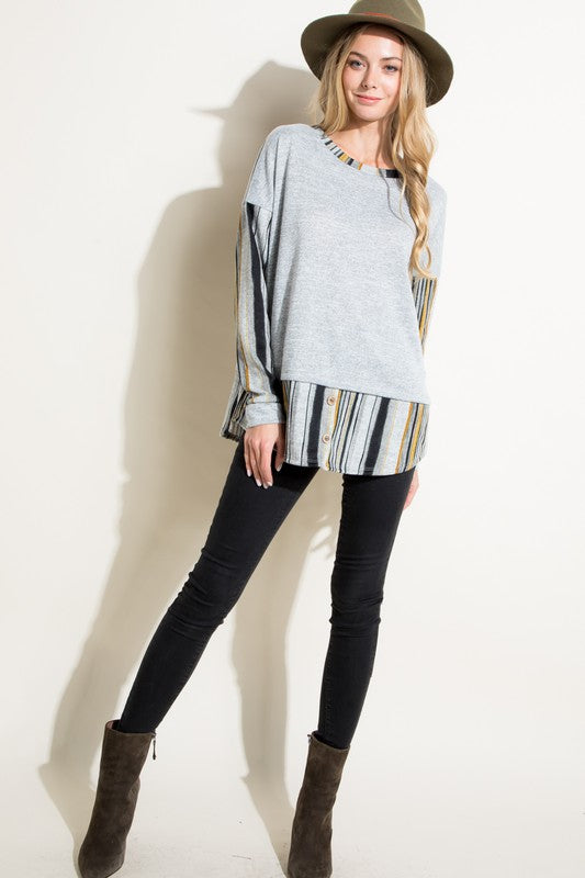 SOLID MULTI STRIPE MIXED TOP