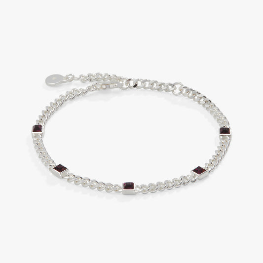 February Birthstone Amethyst Curb Chain Bracelet