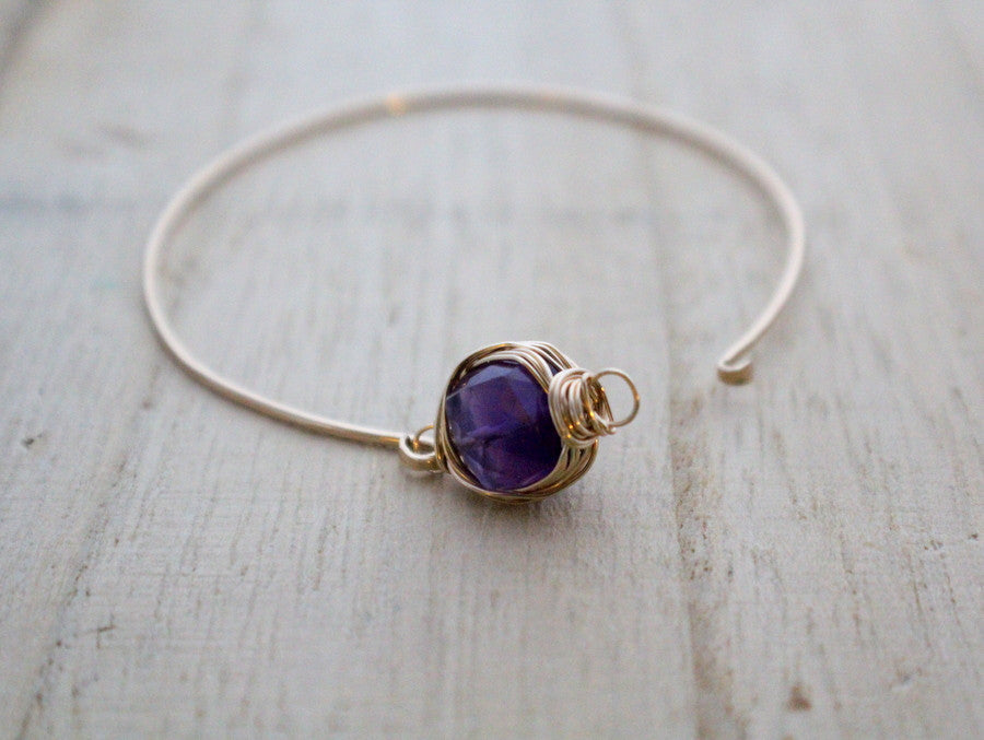 Amethyst Bezel Wrapped Bracelet