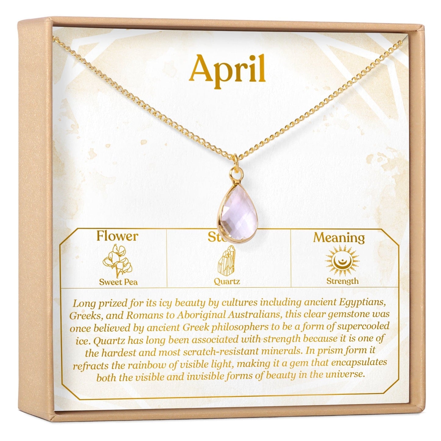 April Birthday Quartz Birthstone Necklace