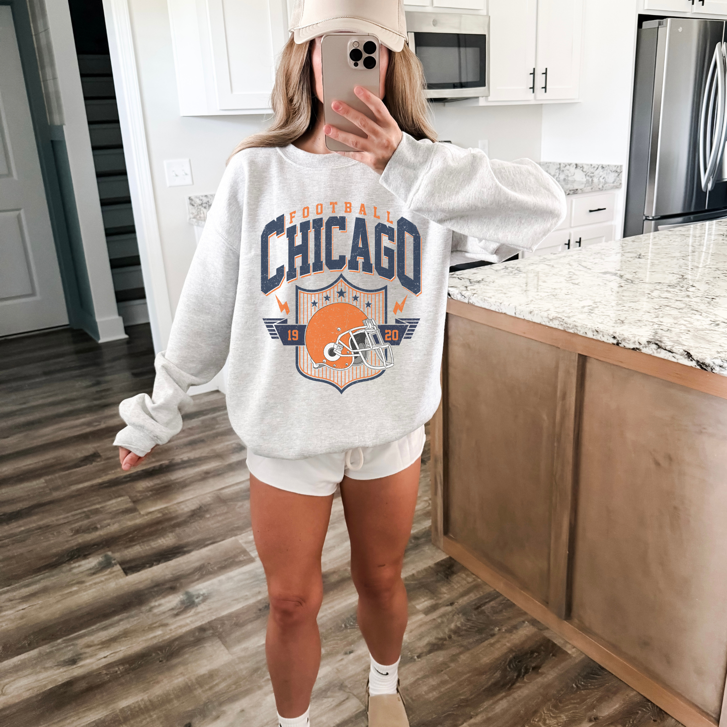 Chicago Football Crewneck Sweatshirt | 1920 Helmet Graphic