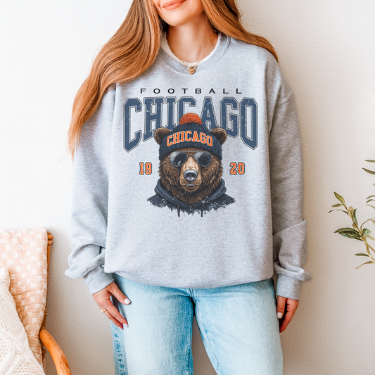 Chicago Football Bear Crewneck Sweatshirt – Good Better Best Motivational Back