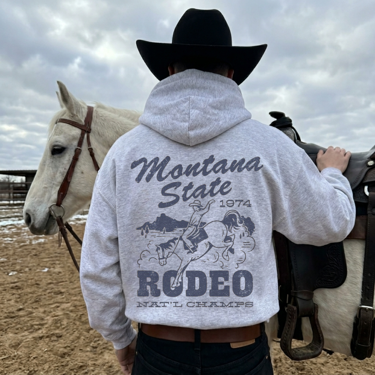 Montana State Rodeo Hoodie | Vintage Western Cowboy Graphic Sweatshirt