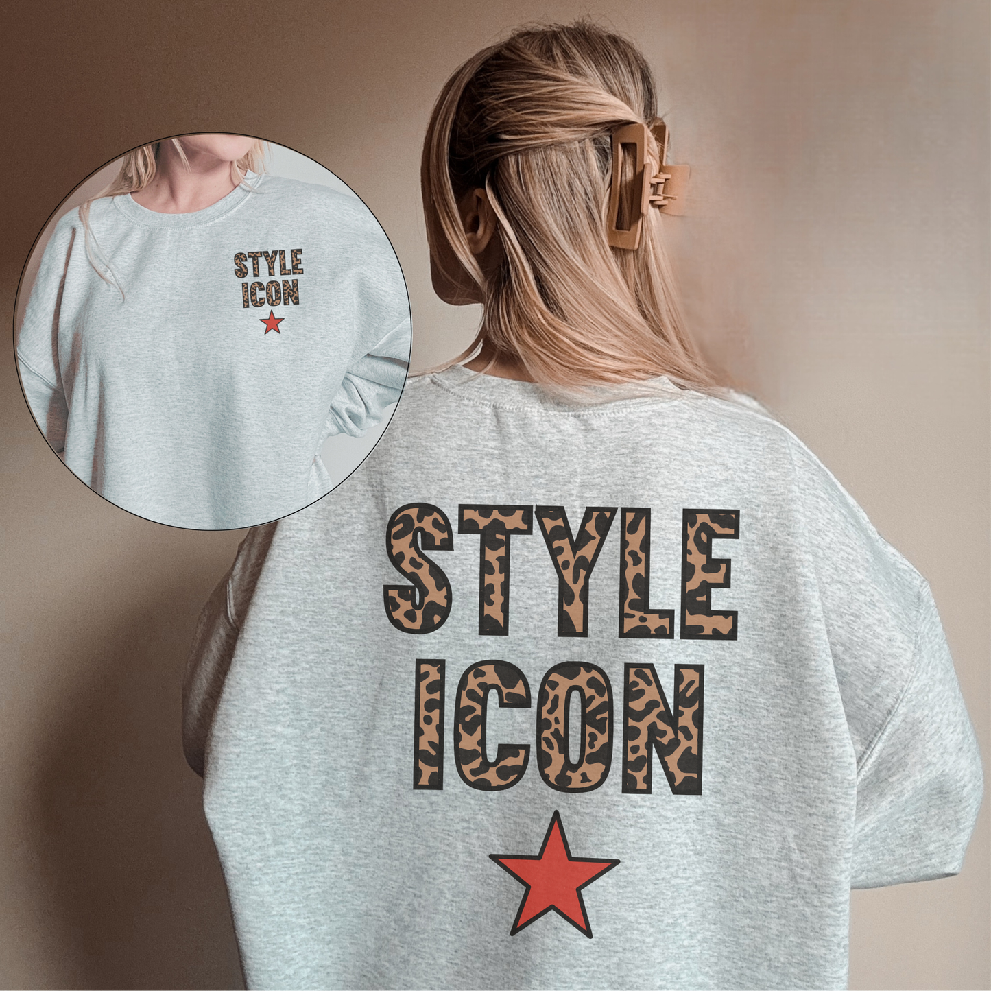 Style Icon Leopard Graphic Sweatshirt – Trendy Statement Crewneck