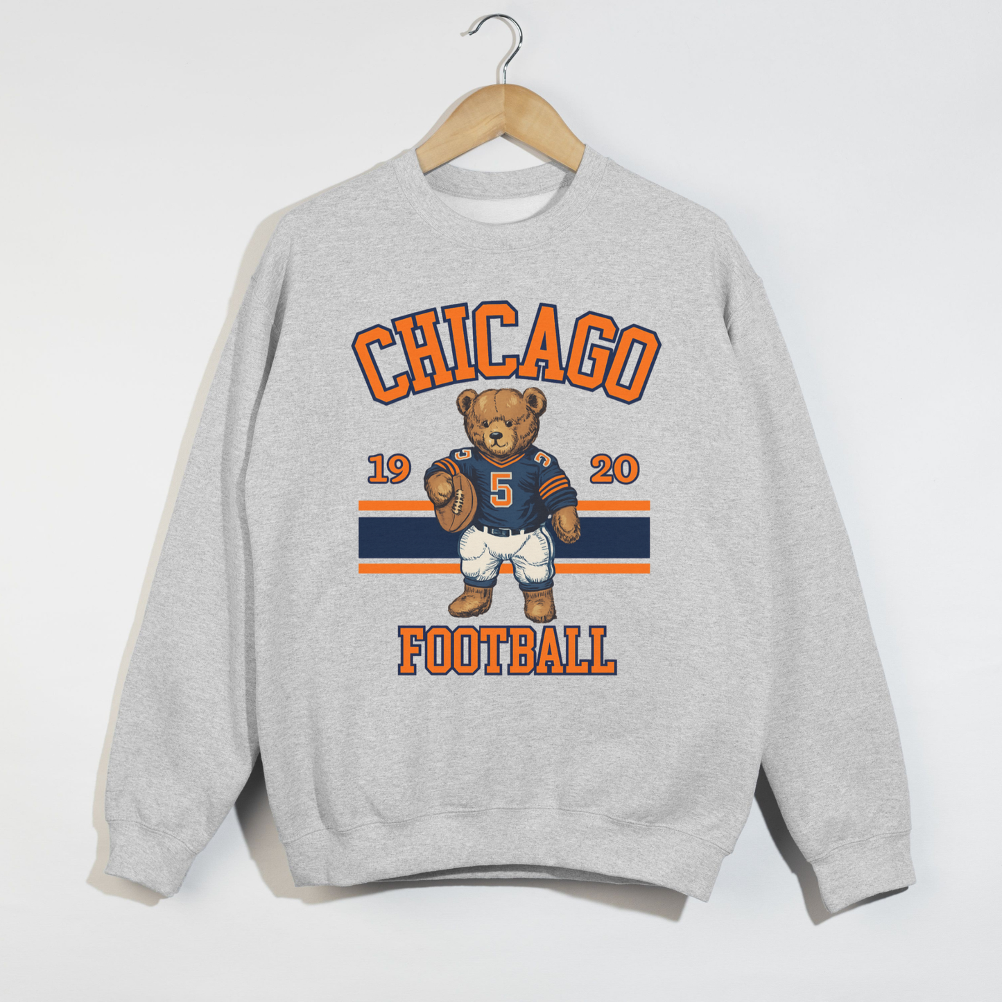 Chicago Football Teddy Bear Crewneck Sweatshirt