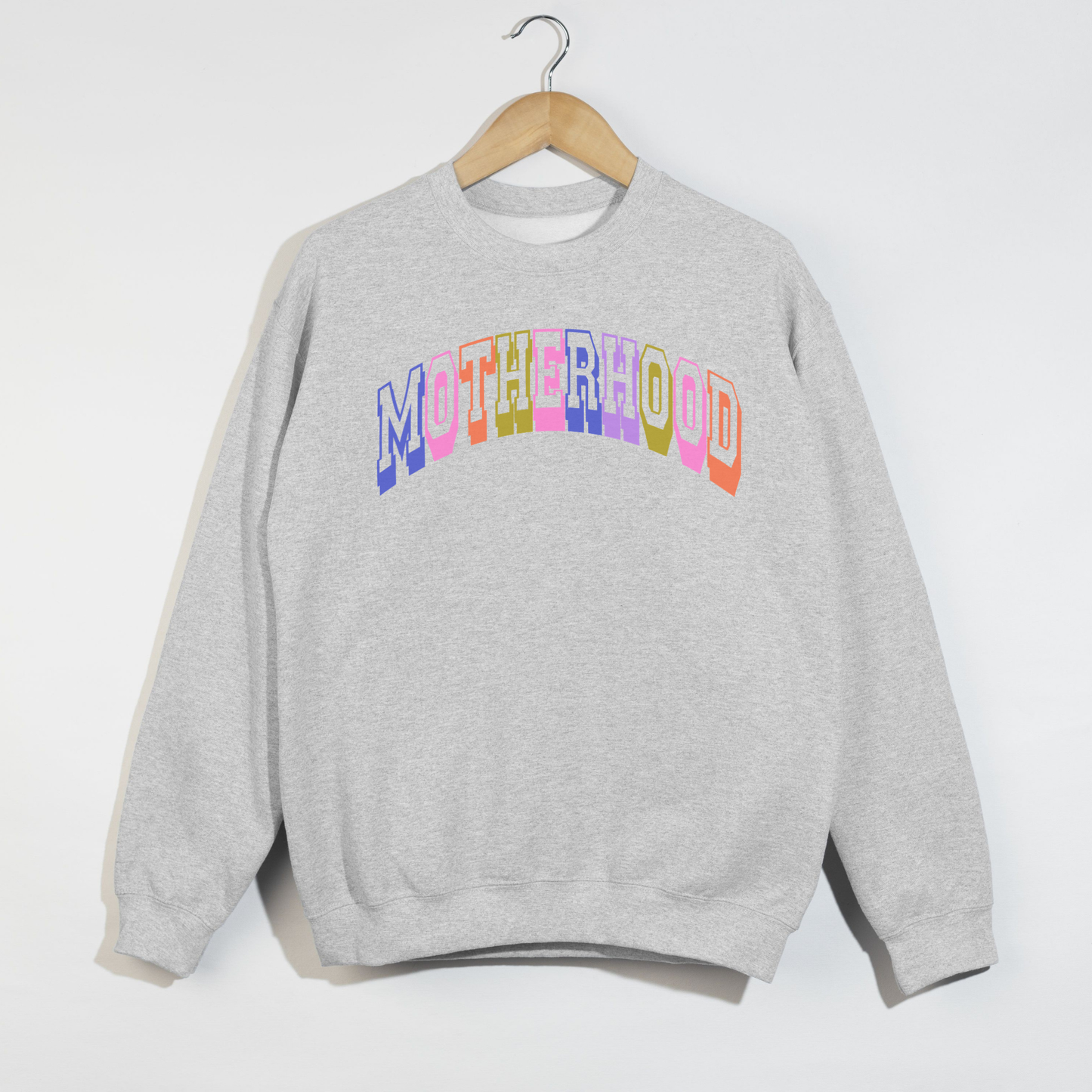 Retro Motherhood Sweatshirt | Colorful Collegiate Mom Crewneck
