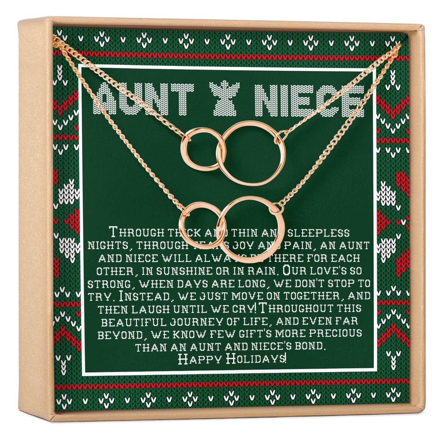 Aunt-Niece Christmas  Double Circles Necklace Set