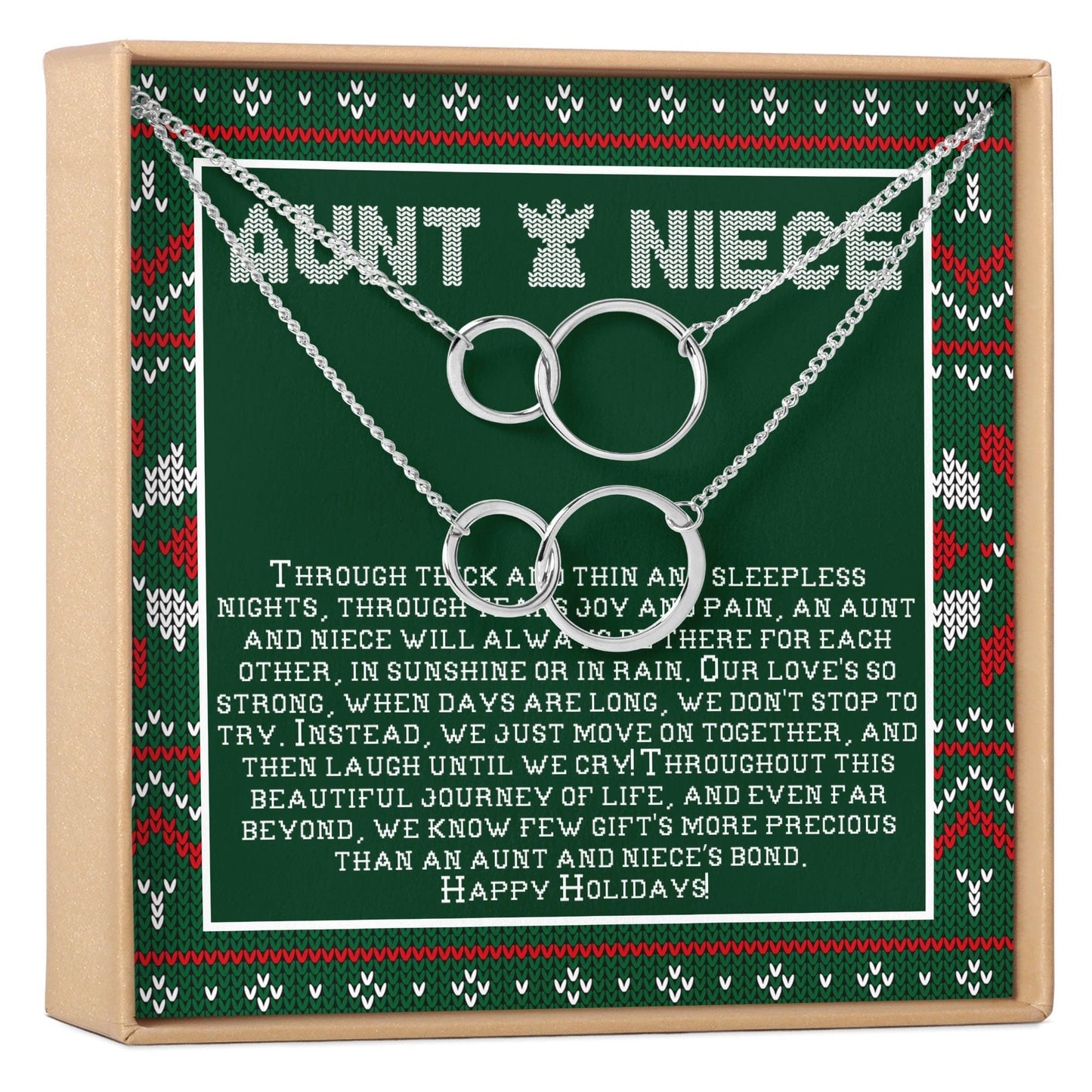 Aunt-Niece Christmas  Double Circles Necklace Set