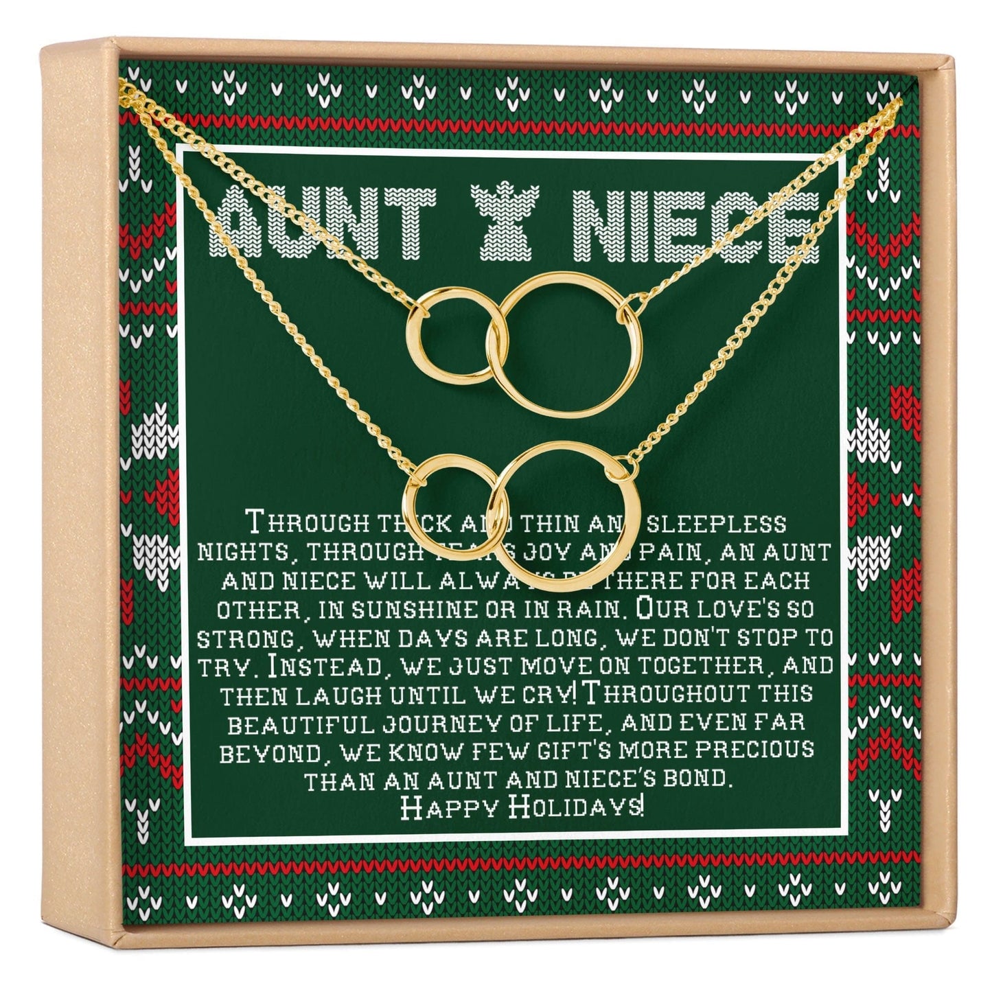 Aunt-Niece Christmas  Double Circles Necklace Set