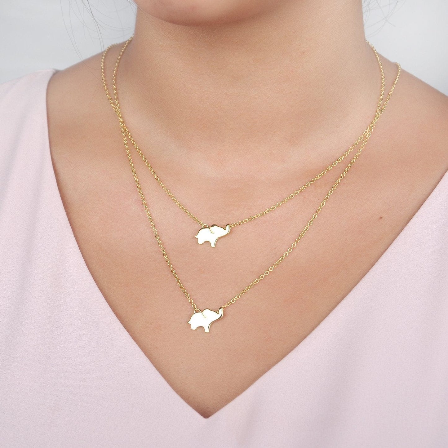 Aunt-Niece Christmas  Elephant Necklace Set