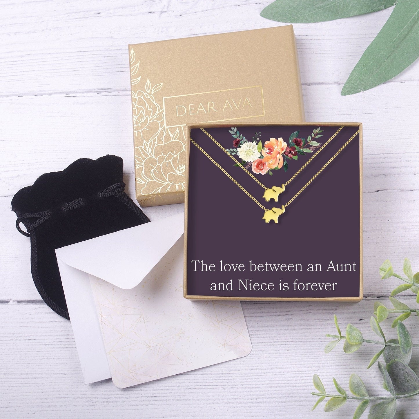 Aunt-Niece Elephant Necklace Set