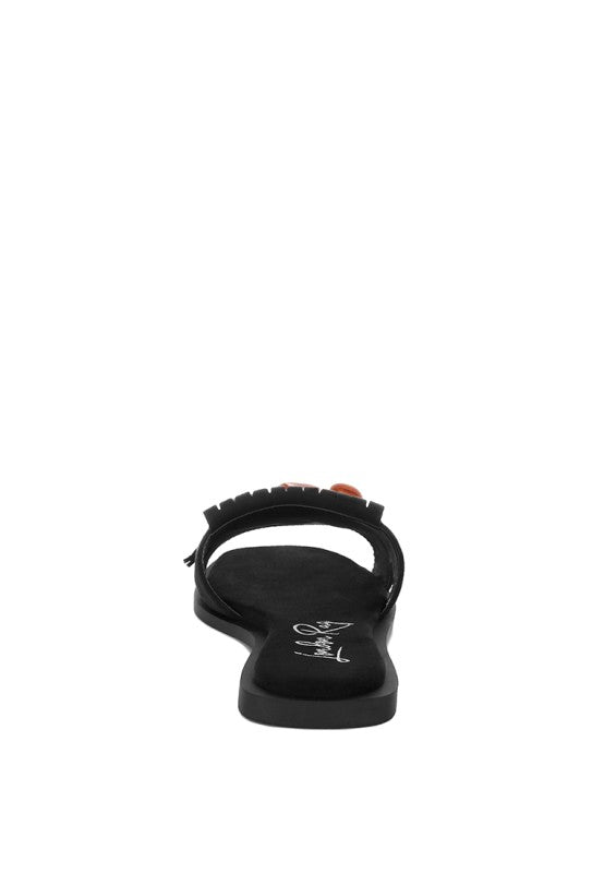 Dinasa Beaded Slip on Flats Sandals