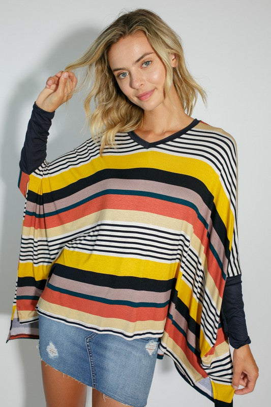 MULTI ENGINEERING STRIPE PRINT JERSEY OVERSIZE BOX