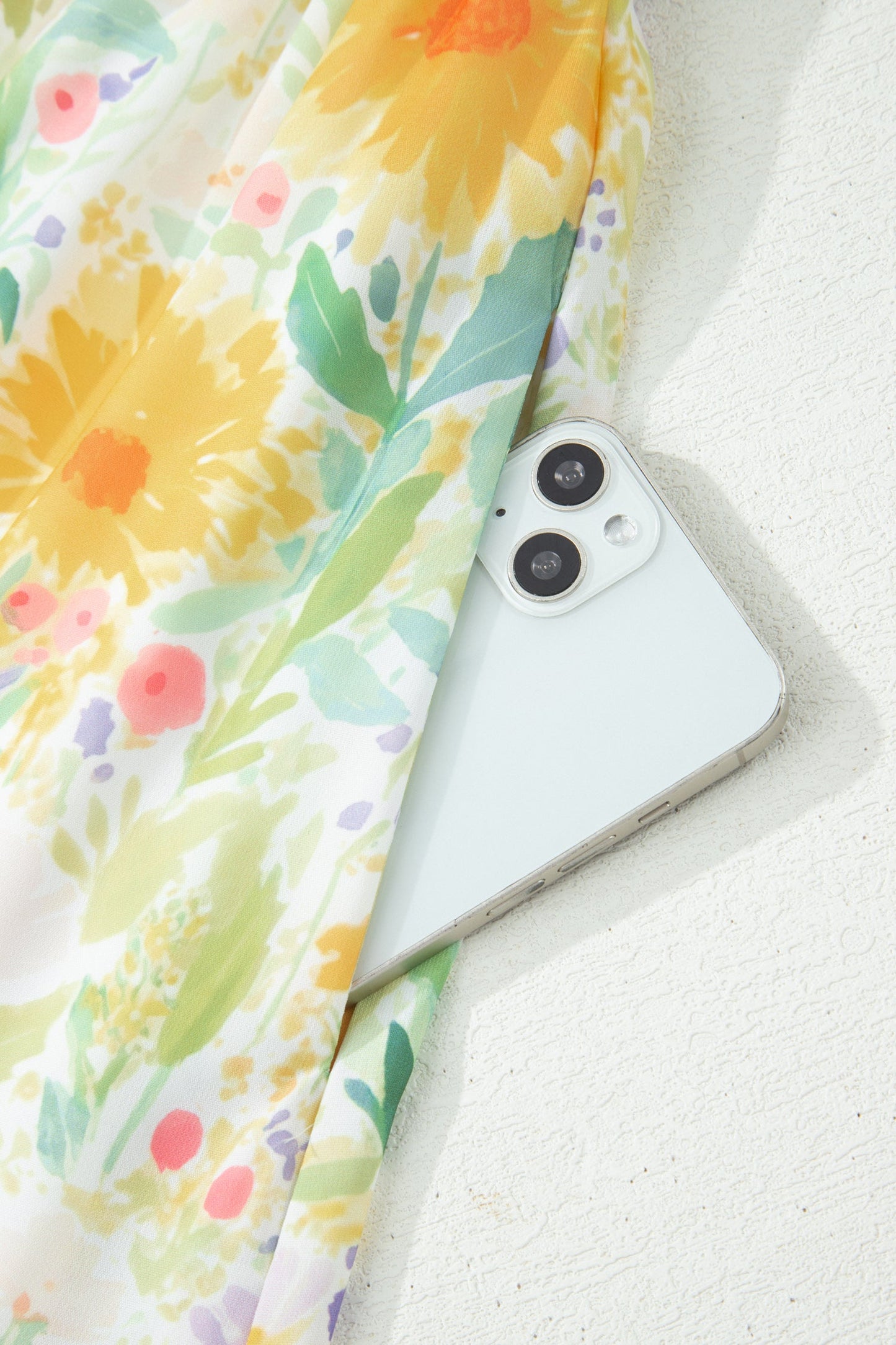 Floral Denim Tie Strap High Waist Maxi Dress