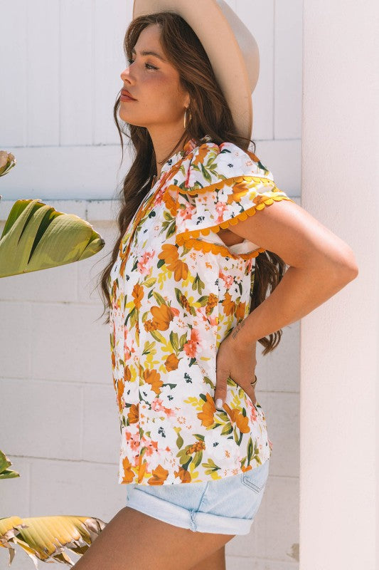 Ailany Short Sleeve Floral Blouse boutique women's apparel