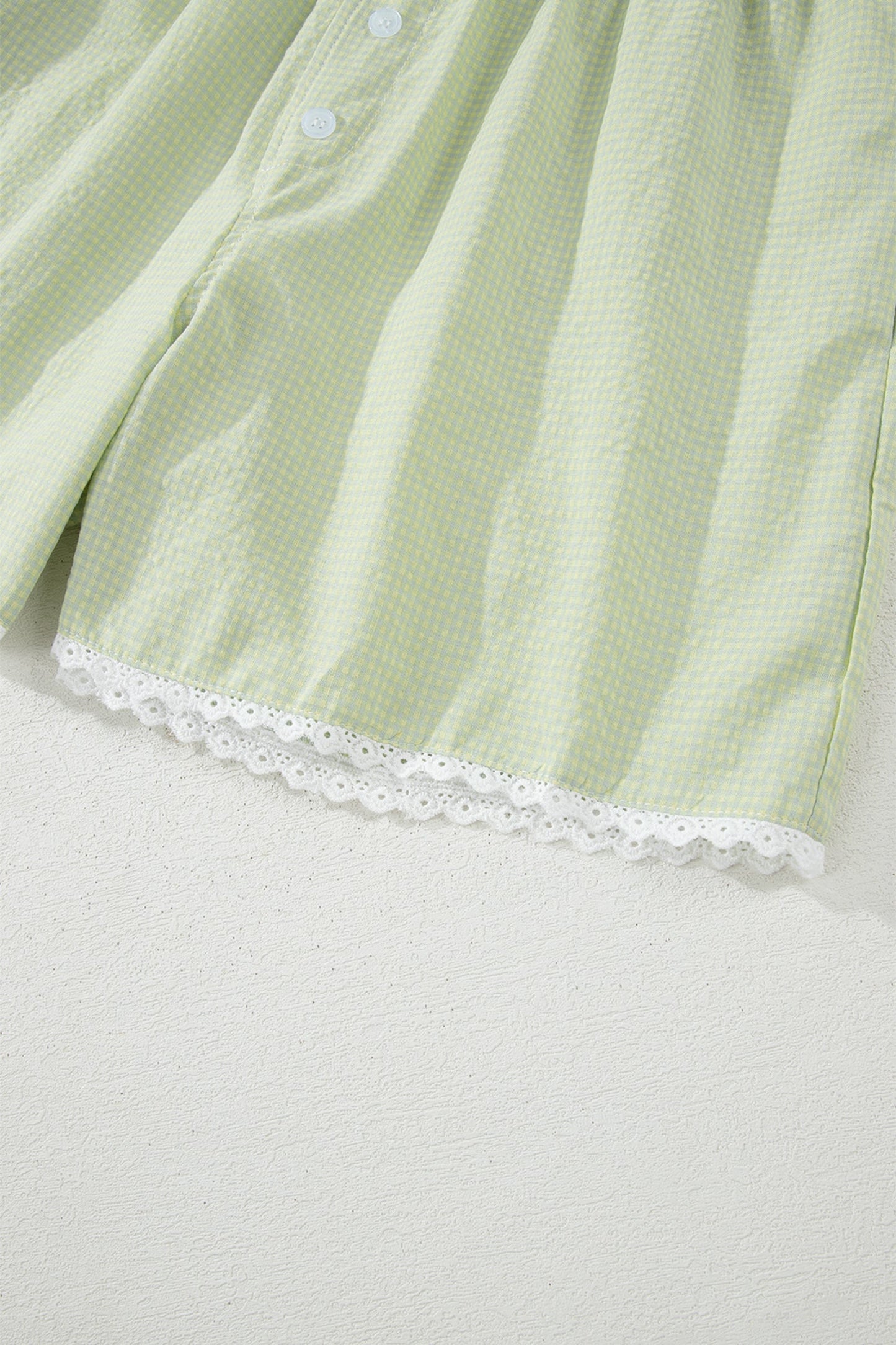 Gingham Plaid Button Lace Trim Boxer Shorts