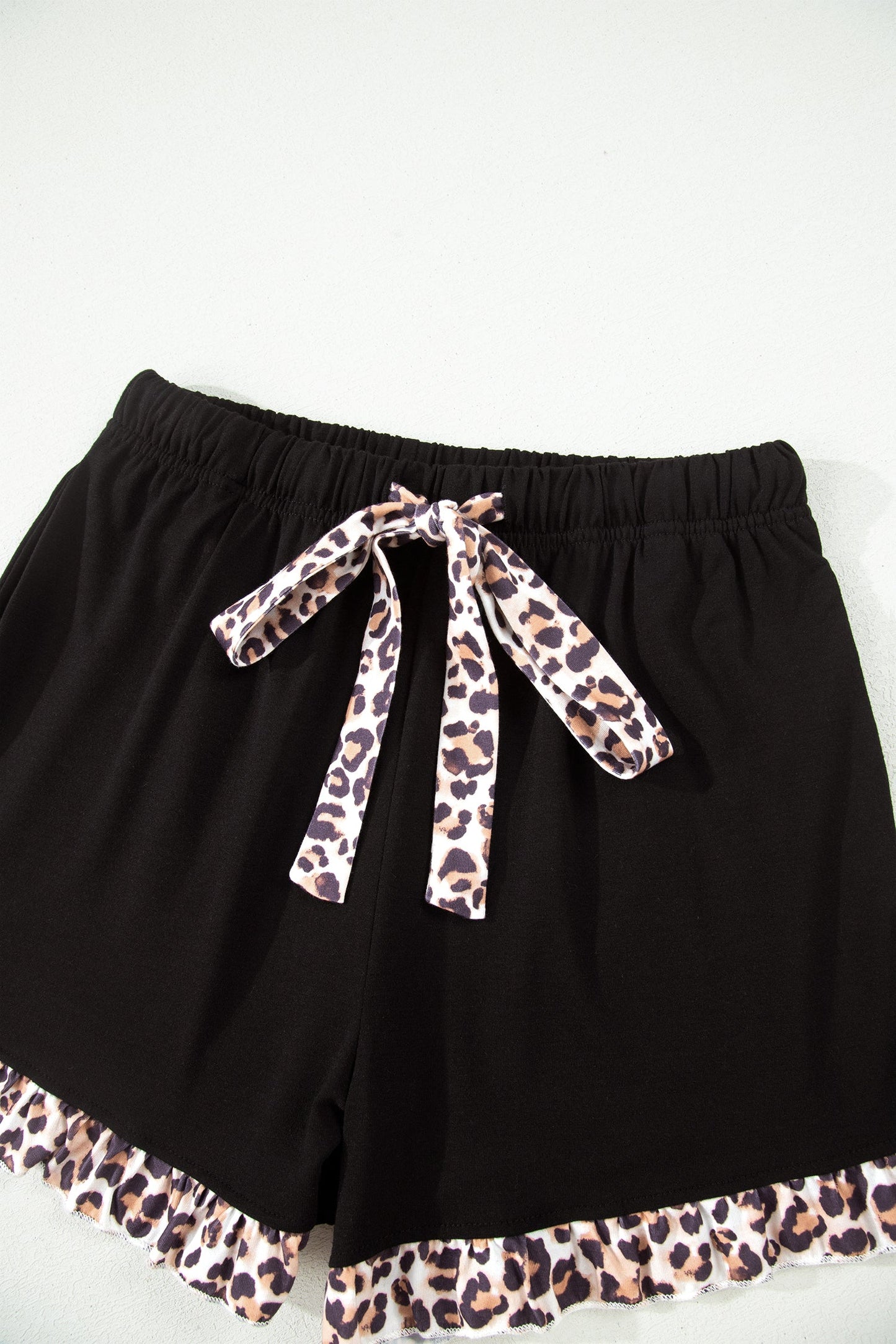 Leopard Patchwork Top & Shorts Pajama Set
