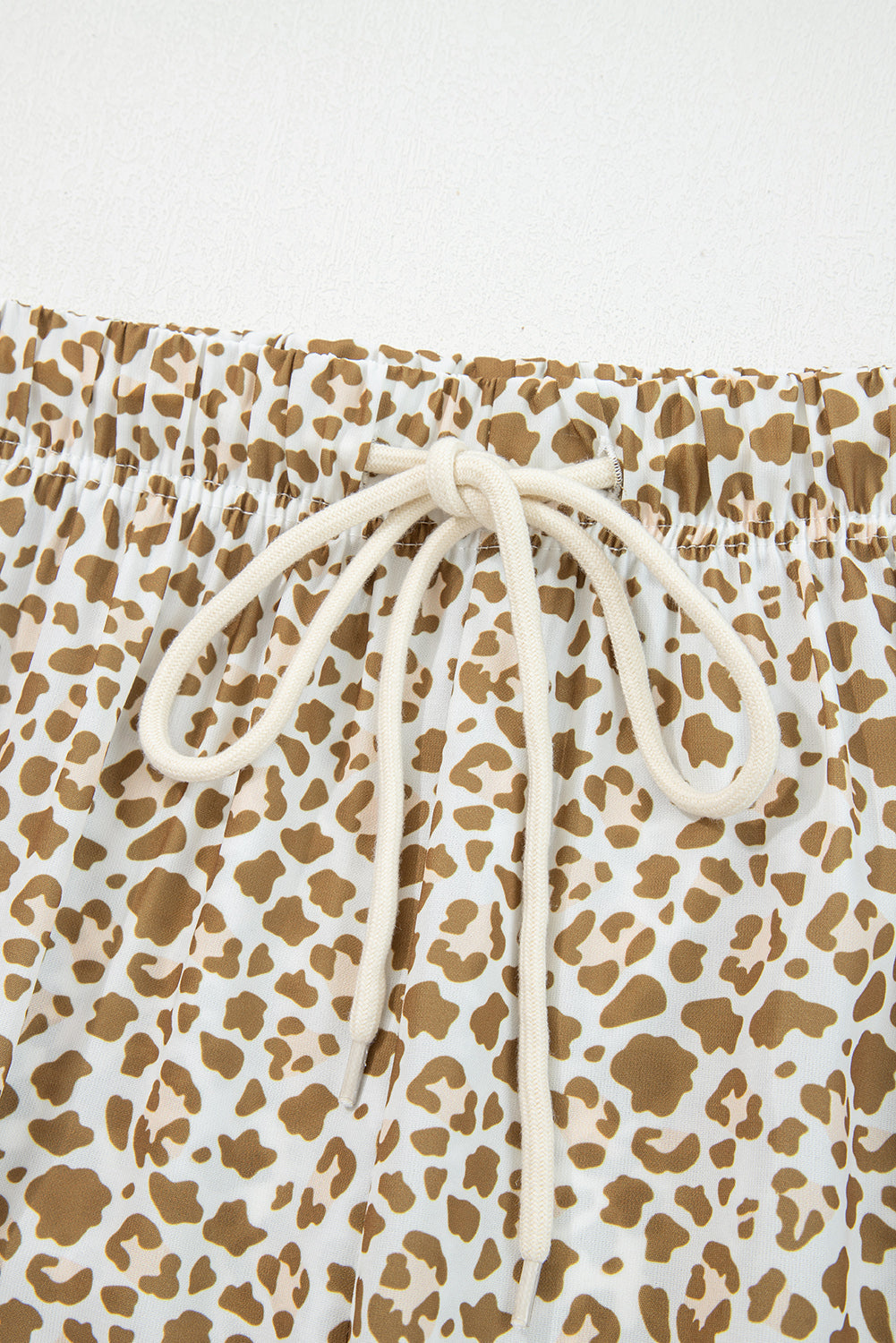 Leopard Drawstring Elastic Waist Straight Leg Pants