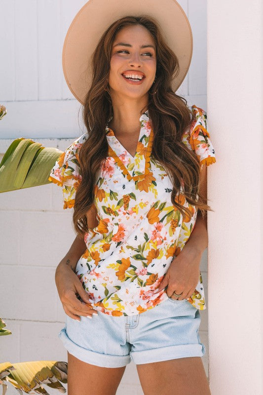 Ailany Short Sleeve Floral Blouse boutique women's apparel