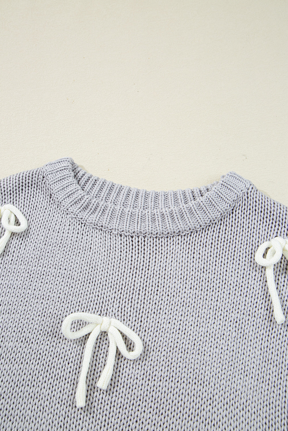 Sara Bowknot Applique Cap Sleeve Sweater