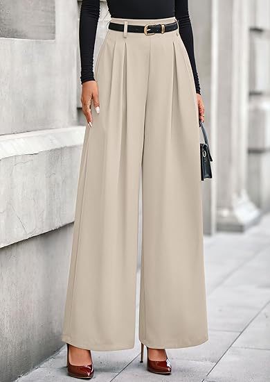 Women's Pleated Cropped Pants – Slimming Drape Adjustable Waist