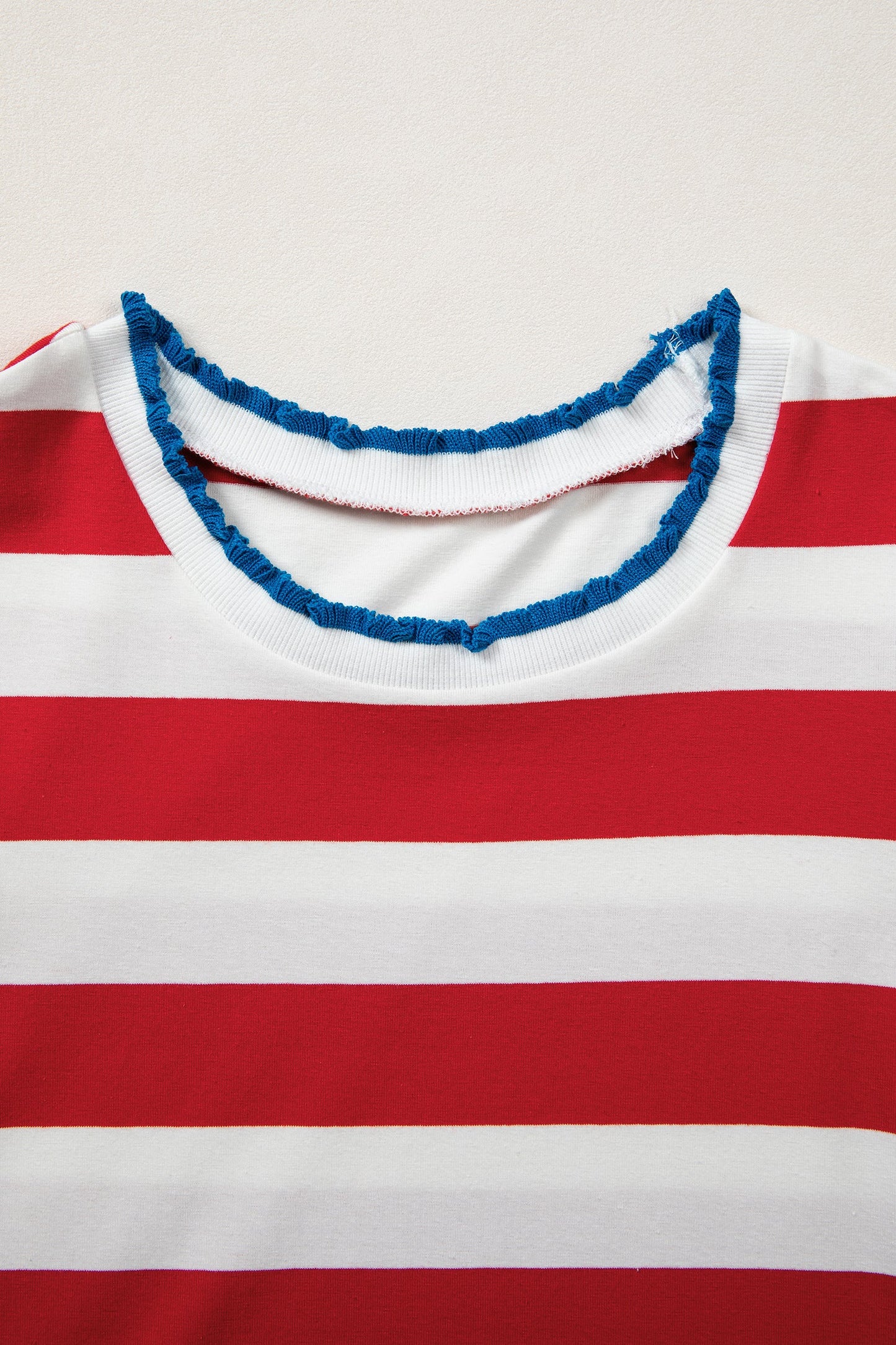 Americana Stripe Contrast Trim Puff Sleeve Dress