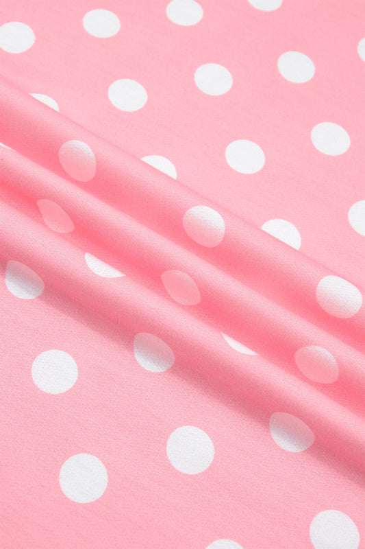 Polka Dot Oversized Top & Drawstring Shorts Set