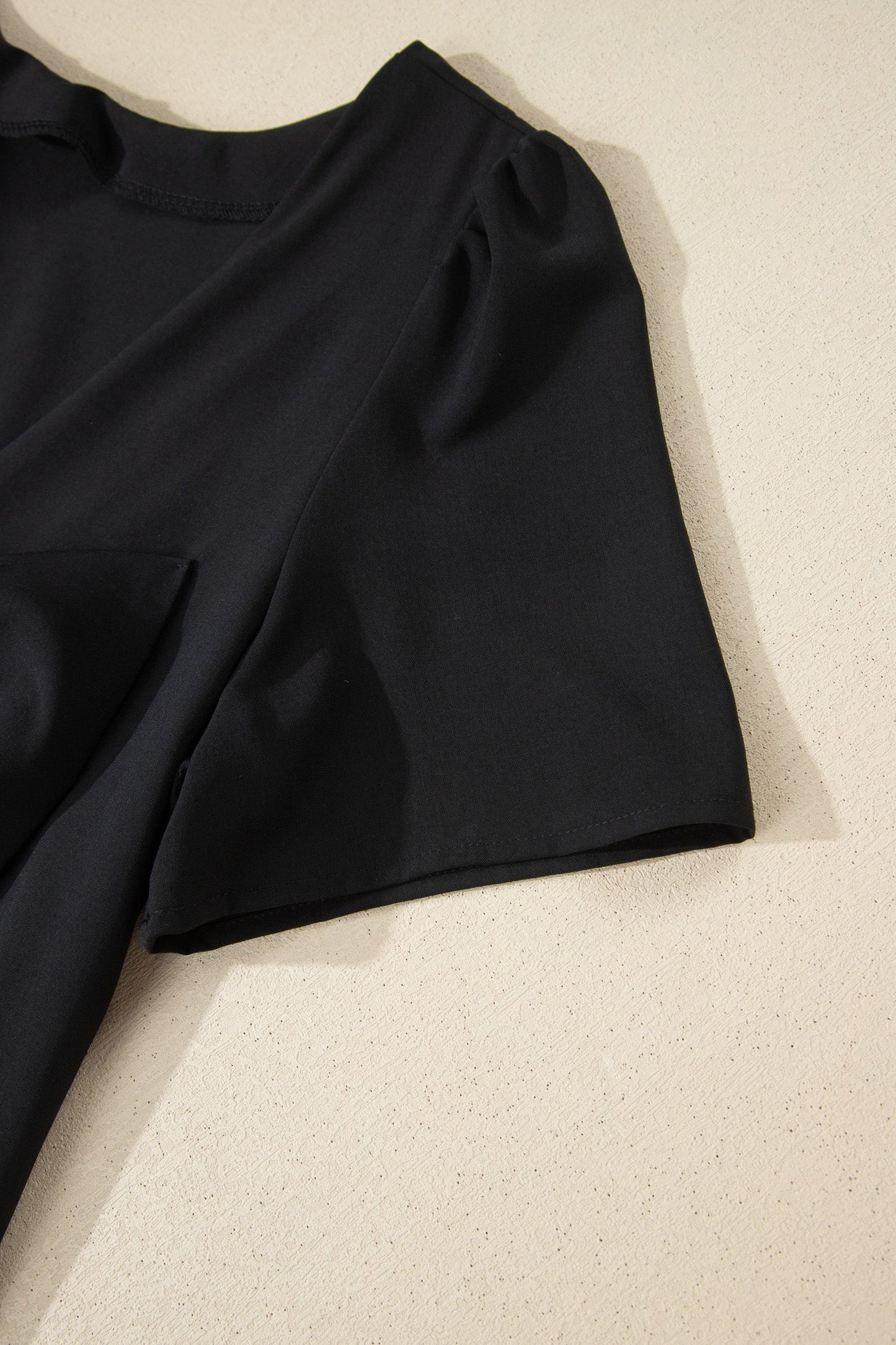 Solid Backless Bow Tie Short Sleeve Mini Dress