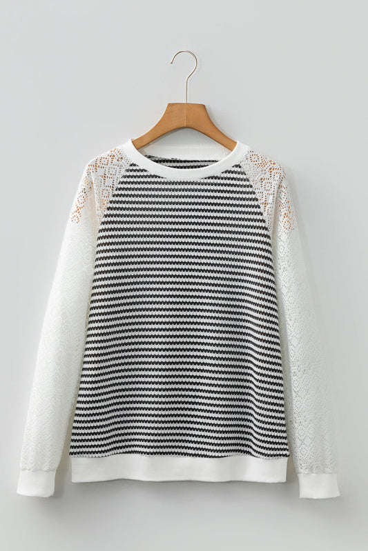 Taylor Hollowed Lace Patchwork Long Sleeve Top