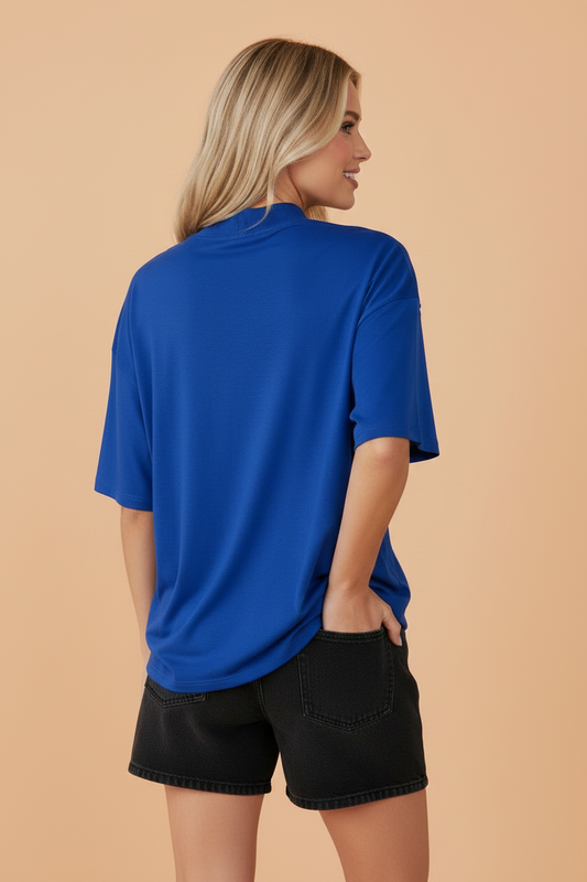 Oversized Solid Color High Neck Tee
