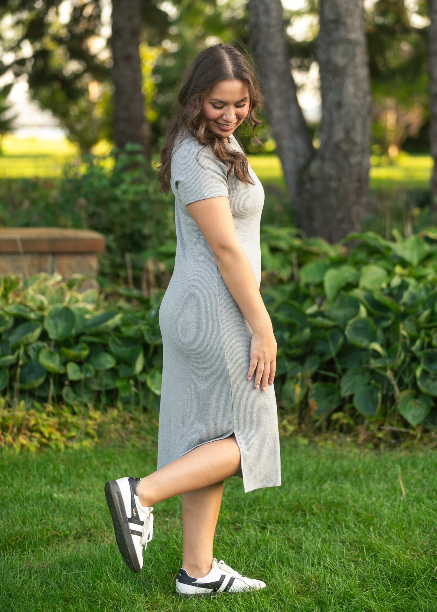 Baylor Gray Ribbed T-Shirt Dress