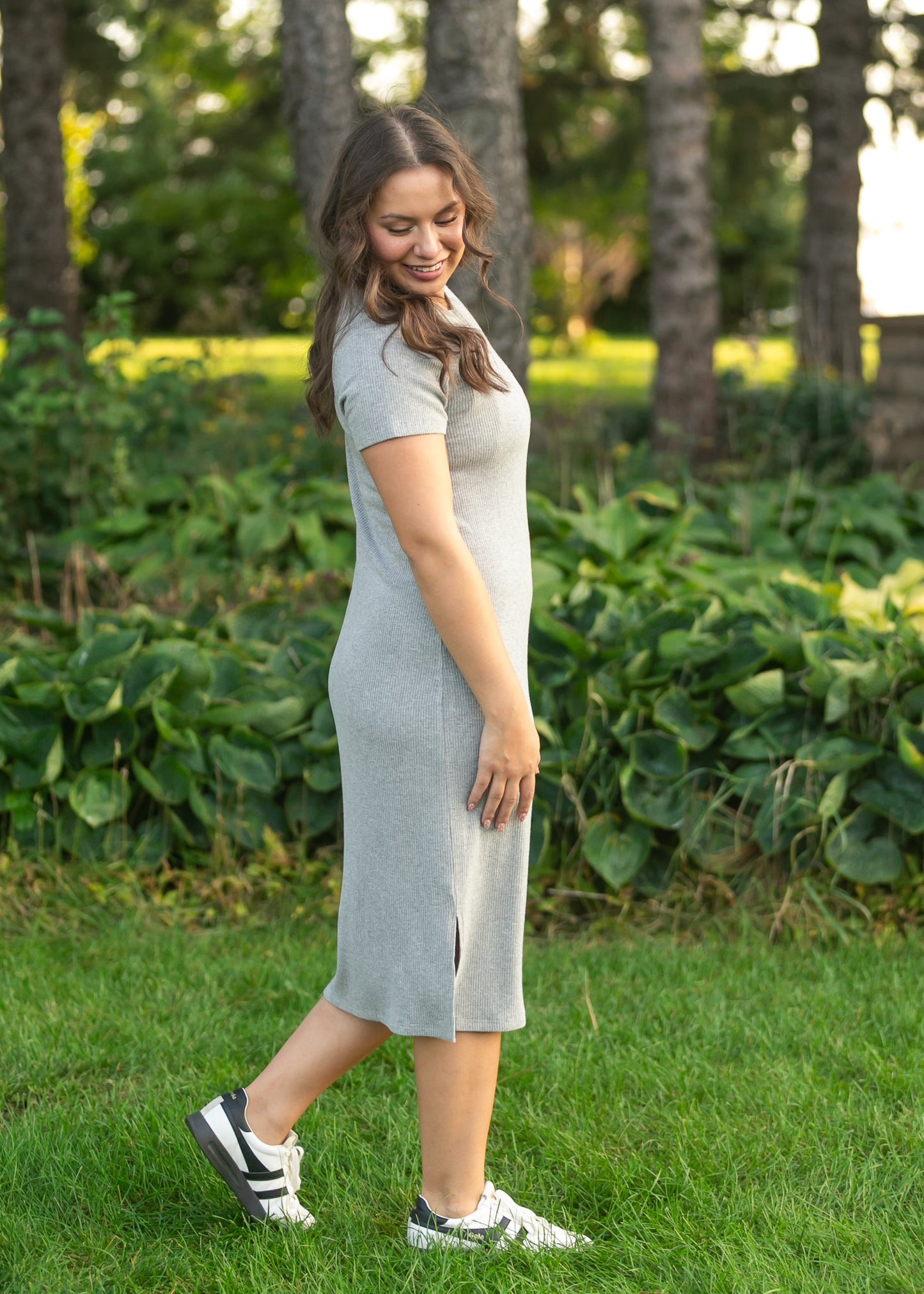 Baylor Gray Ribbed T-Shirt Dress