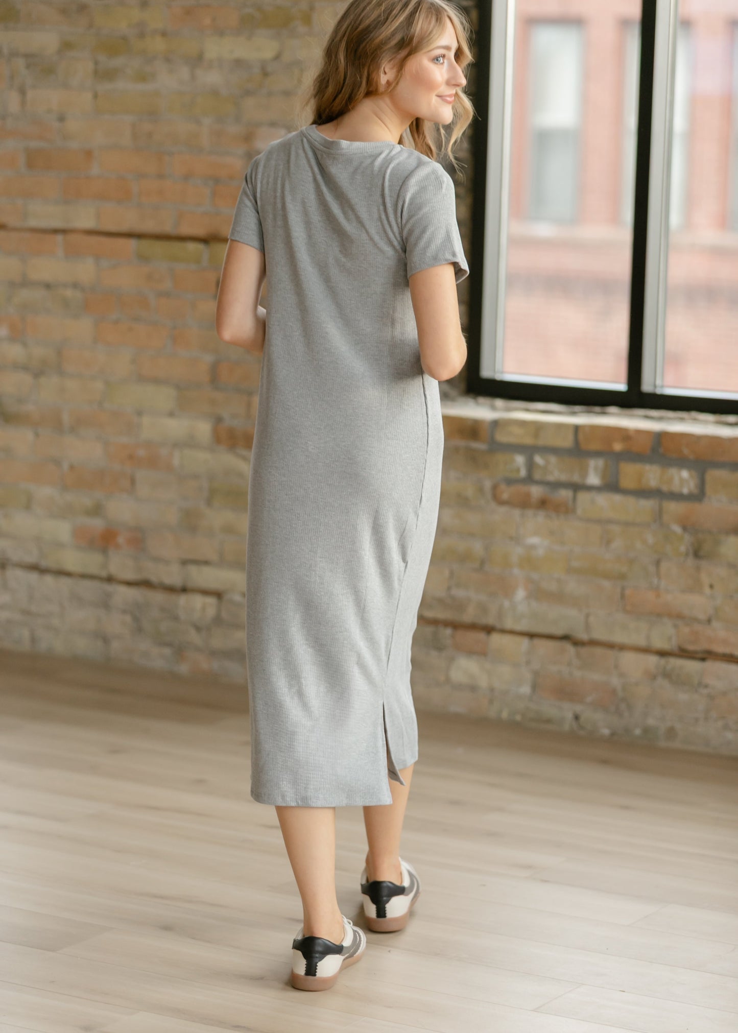 Baylor Gray Ribbed T-Shirt Dress