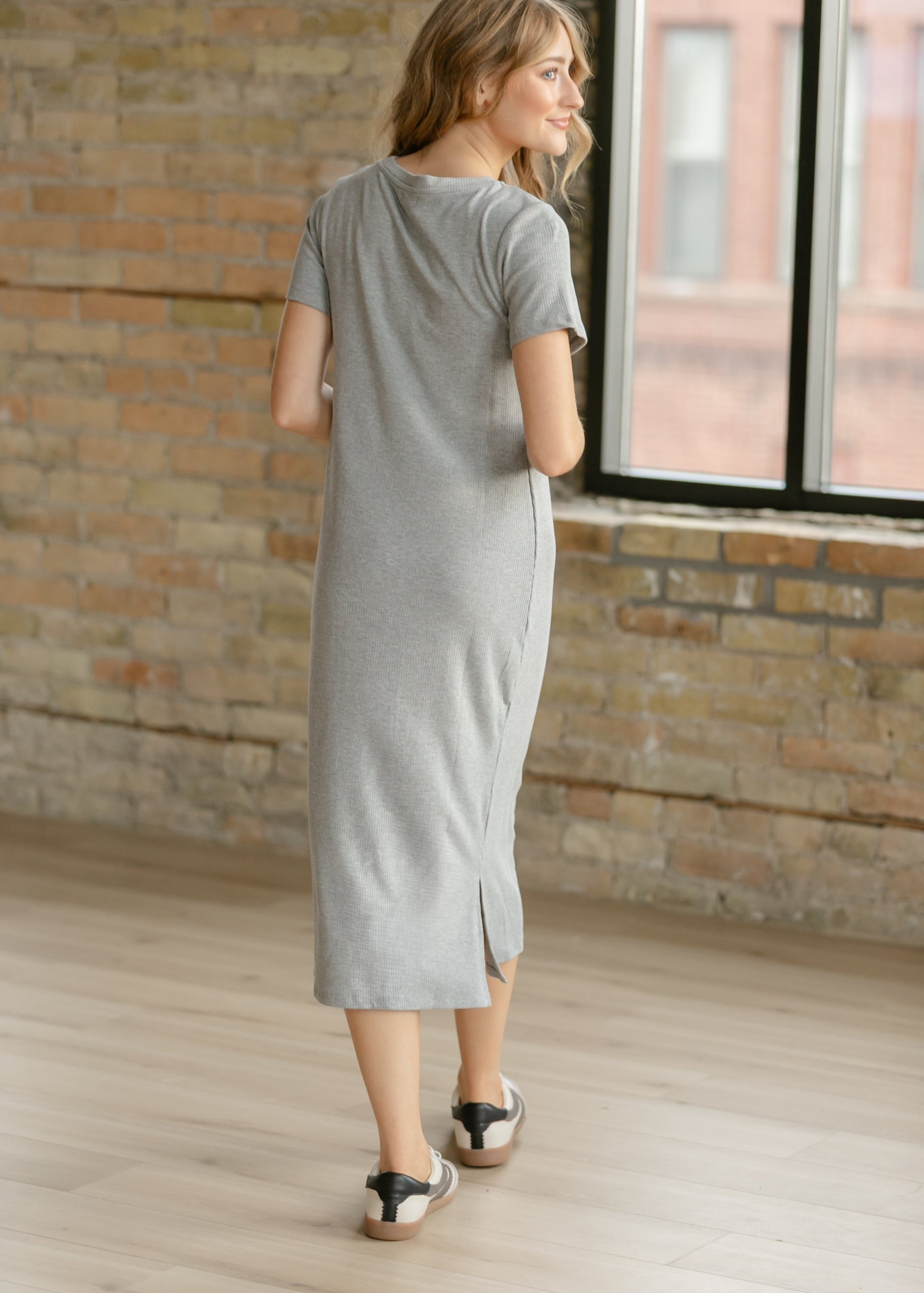 Baylor Gray Ribbed T-Shirt Dress