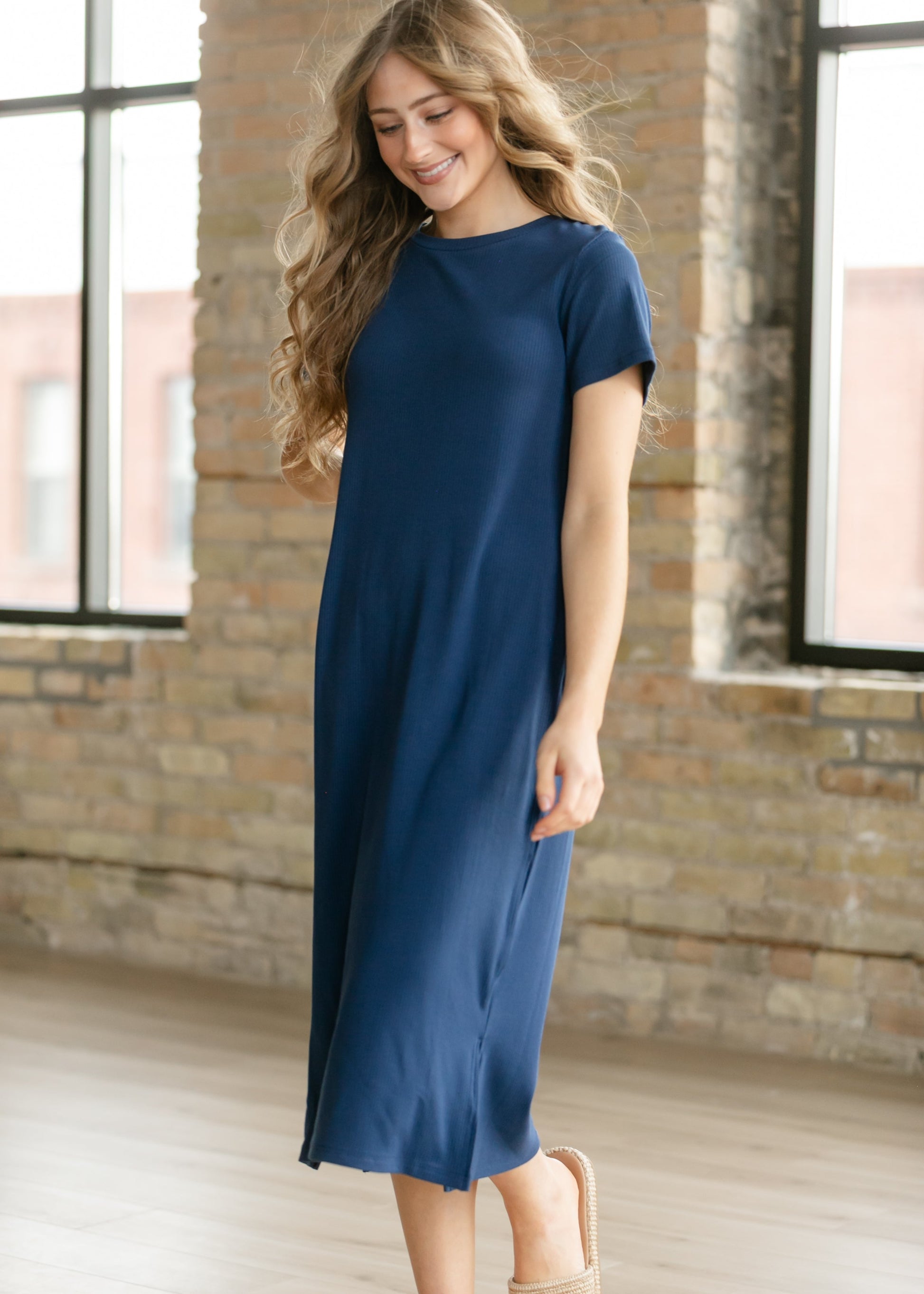Baylor Navy Ribbed T-Shirt Dress